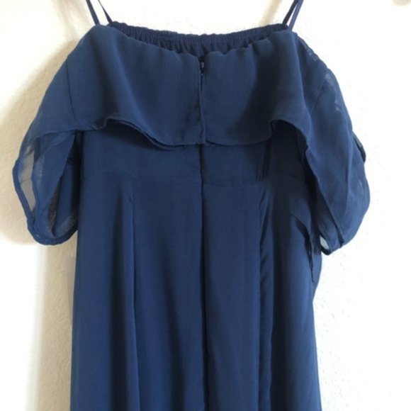 Lulu’s Perfectly Poised Off-the-Shoulder Maxi Navy Blue XS - Picture 6 of 8